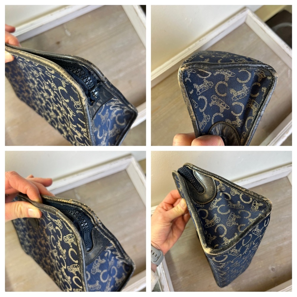 Vintage Celine Navy Macadam Toiletry Bag COA Horse Carriage Old Money Luxury - Picture 13 of 13